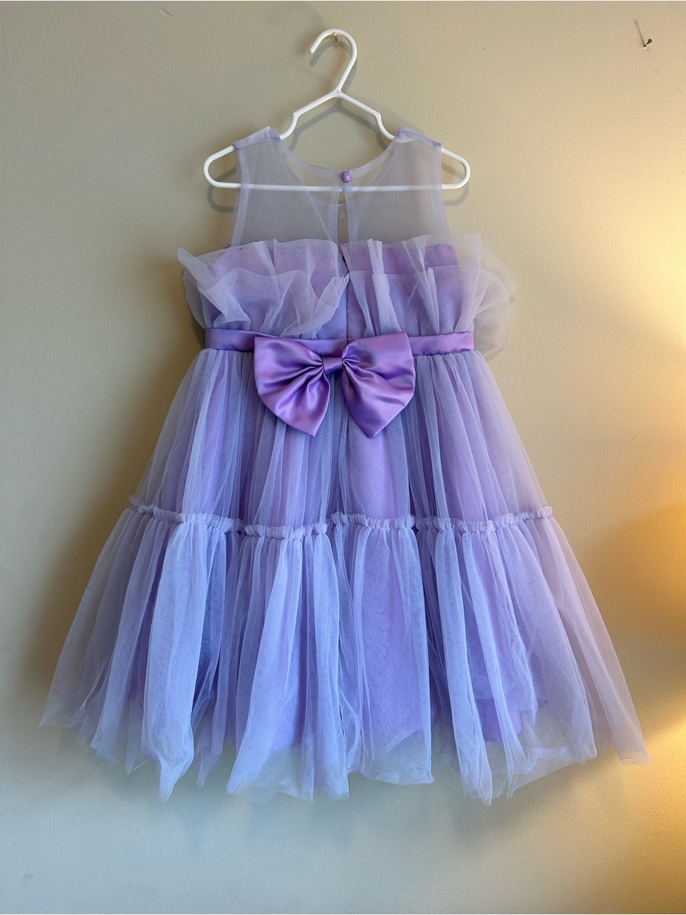 Purple Tulle Bow Party Dress for Girls